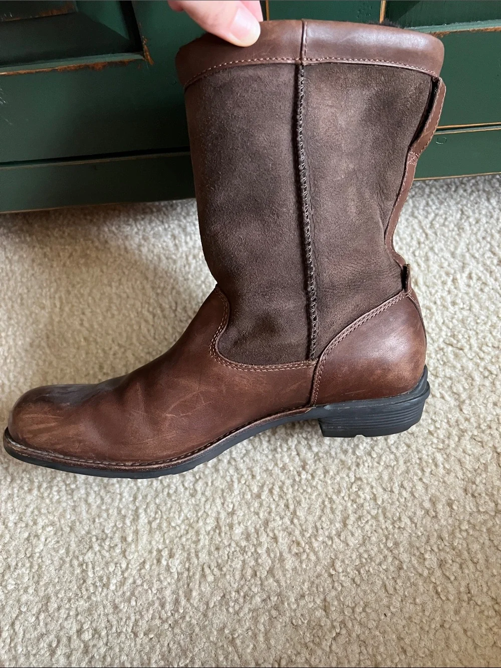 UGG Brown Leather & Suede Women's Winter Pull-On Boots